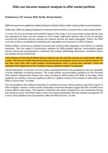 RIAs can become research analysts to offer model portfolio